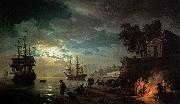 Claude-joseph Vernet Seaport by Moonlight oil painting artist